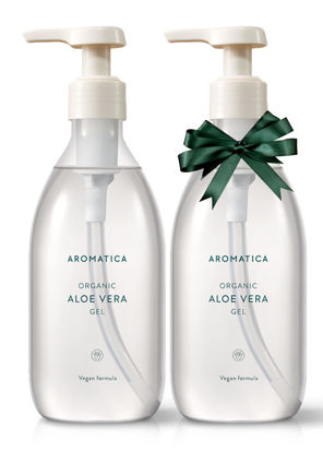 Picture of AROMATICA Organic Aloe Vera Gel Gift Set 300ml each - Vegan Body Moisturizer for Irritated Skin and Blemish, After-Sun Skin Care