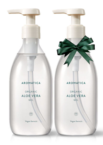 Picture of AROMATICA Organic Aloe Vera Gel Gift Set 300ml each - Vegan Body Moisturizer for Irritated Skin and Blemish, After-Sun Skin Care