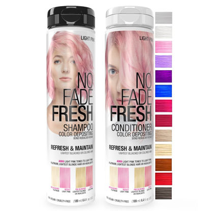 Picture of No Fade Fresh Duo Shampoo and Conditioner Set - Color Depositing Hair Color with Bond Rebuilder - Vegan, Cruelty Free (Light Pink)