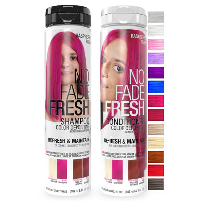 Picture of No Fade Fresh Duo Shampoo and Conditioner Set - Color Depositing Hair Color with Bond Rebuilder - Vegan, Cruelty Free (Raspberry Rush)