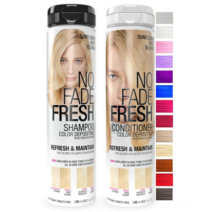 Picture of No Fade Fresh Duo Shampoo and Conditioner Set - Color Depositing Hair Color with Bond Rebuilder - Vegan, Cruelty Free (Sunflower Blonde)