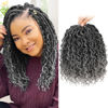 Picture of Fulcrum Goddess Locs Crochet Hair 10 Inch, 8 Packs New Goddess Faux Locs Crochet Hair for Black Women, River Locs Crochet Hair with Curly Ends (10Inch (Pack of 8), Tgray#)