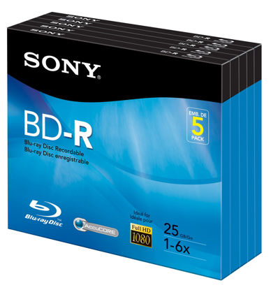 Picture of Sony 5BNR25R3H 6x 25GB Recordable Blu-Ray Disc - 5 Pack