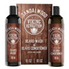 Picture of Beard Wash & Beard Conditioner Set w/Argan & Jojoba Oils - Softens & Strengthens - Natural Sandalwood Scent - Beard Shampoo w/Beard Oil (10oz)