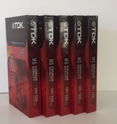Picture of TDK 5 Pack T-120 VHS Premium Quality HS Video Tape- 120 minute/6 hour. Discontinued by Manufacturer
