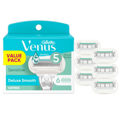 Picture of Gillette Venus Extra Smooth Sensitive Womens Razor Blade Refills, 6 Count, Designed for Women with Sensitive Skin, BLUE