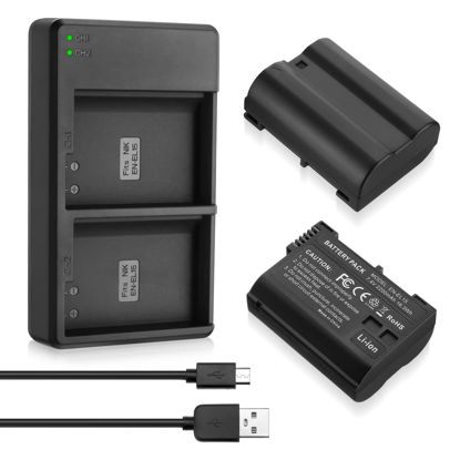 Picture of Powerextra 2 Packs EN-EL15 EN-EL15a Battery and Dual Charger, Battery Charger Set Compatible with Nikon D7500, D750, D850, D810, D810A, D800, D800E, D7200, D7100, D7000, D850, D810, D610, Z6, Z7