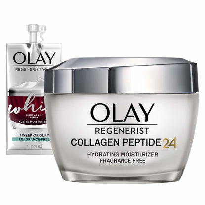 Picture of Olay Regenerist Collagen Peptide 24 Face Moisturizer Cream with Niacinamide for Firmer Skin, Anti-Wrinkle Fragrance-Free 1.7 oz, Includes Olay Whip Travel Size for Dry Skin
