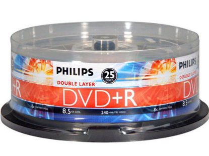 Picture of Philips 8X DVD+R DL Double Layer 8.5GB Spindle 25 Pack (DR8S8B25F/17)