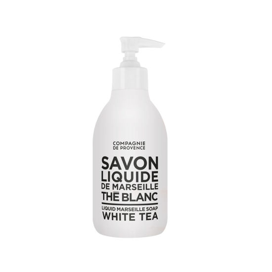 Picture of Compagnie de Provence Savon de Marseille Liquid Soap - White Tea - 10 Fl Oz Glass Pump Bottle