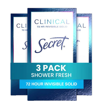 Picture of Secret Clinical Strength Invisible Solid Antiperspirant and Deodorant for Women, Shower Fresh, 1.6 oz - Pack of 3