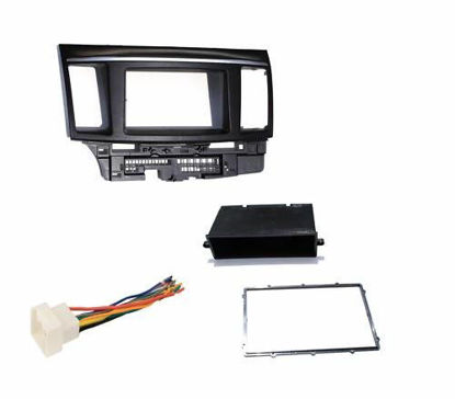 Picture of Aftermarket Radio Stereo Double Din Dash Installation Install Kit + Wire Harness Compatible with Mitsubishi Lancer/Lancer Evolution (2007-2017)