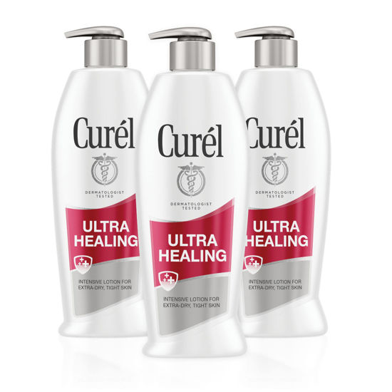 Picture of Curél Ultra Healing Hand and Body Lotion, Dry Skin Moisturizer with Advanced Ceramide Complex and Extra-strength Hydrating Agents, for Extra-Dry, Tight Skin, 13 Ounce (3 Pack)
