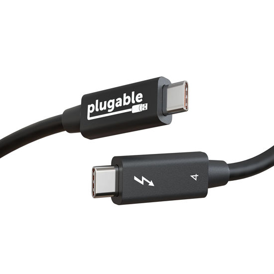 Picture of Plugable Thunderbolt 4 Cable [Thunderbolt Certified] 3.3ft USB4 Cable with 100W Charging, Single 8K or Dual 4K Displays, 40Gbps Data Transfer, Compatible with Thunderbolt, USB4, USB-C - Driverless