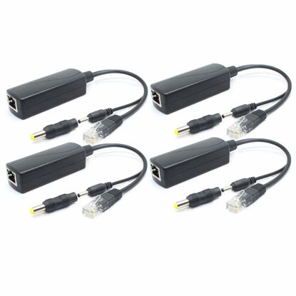 Picture of ANVISION 4-Pack 5V PoE Splitter, 48V to 5V 2.4A Adapter, Plug 3.5mm x 1.35mm, 5.5mm x 2.1mm Connector, IEEE 802.3af Compliant, for IP Camera and More
