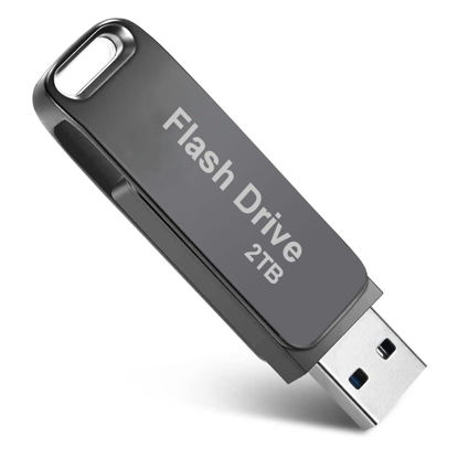 Picture of 2TB USB Flash Drive, USB Memory Stick, 2000GB High-Speed Thumb Drive, Metal Large Storage USB Drives Data, 2000 GB Pen Drive Jump Drive for Data Backup and Transfer for PC/Laptop Waterproof