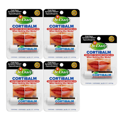 Picture of Dr. Dan's Cortibalm-5 Pack- for Dry Cracked Lips- Healing Lip Balm for Severely Chapped Lips - Designed for Men, Women and Children -