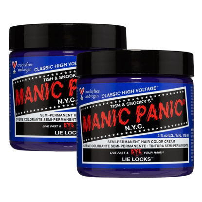 Picture of MANIC PANIC Lie Locks Hair Dye - Classic High Voltage - (2PK) Semi Permanent Hair Color - Cool Medium Indigo Blue Shade - Vegan, PPD & Ammonia-Free - For Coloring Hair on Men & Women