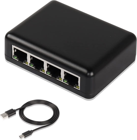 GetUSCart- SinLoon RJ45 Network Splitter Adapter Gigabit,1000Mbps Ethernet  Cable Splitter, Cat5,Cat6,Cat7,RJ45 Network Extension Connector,Four  Devices Share The Internet at The Same Time (Black Gigabit 1 to 4)