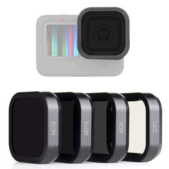 Picture of SOONSUN 4-Pack Lens Filter CPL ND8 ND16 ND32 Filter for GoPro Hero 11 10 9 Black, Neutral Density and Circular Polarizing Lens Filter Kit Lens Protector for GoPro Hero 9 10 11 Black Camera
