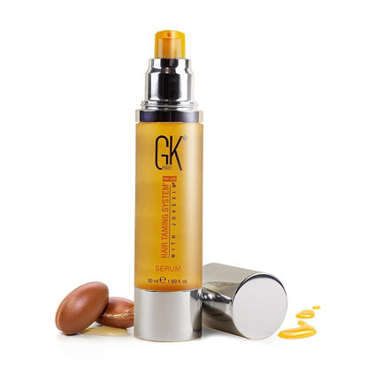 Picture of GK HAIR Global Keratin 100% Organic Argan Oil Anti Frizz Hair Serum (1.69 Fl Oz/50ml) Styling Smoothing Strengthening Hydrating & Nourishing Heat Protection Shine Frizz Control Dry Damage Hair Repair