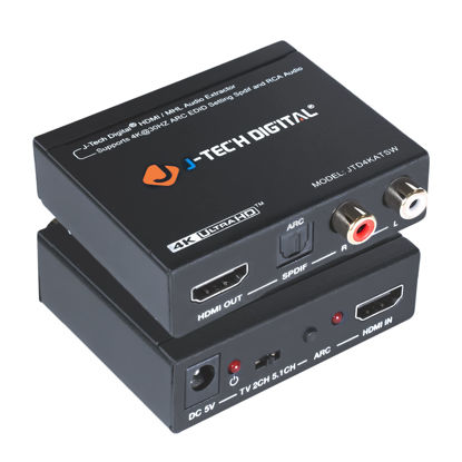 Picture of J-Tech Digital 4K30 HDMI Audio Extractor HDMI ARC Converter SPDIF + RCA Output HDCP1.4 Compatible with Dolby Digital/DTS CEC [JTD4KATSW]