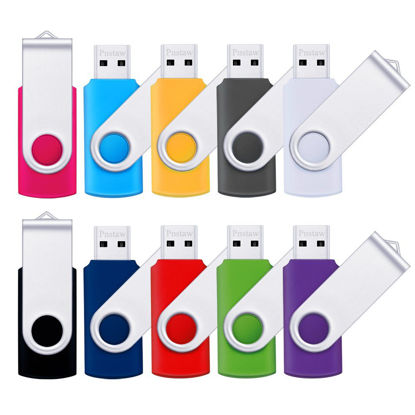 Picture of (10 Pack,Multi-Color) 64GB USB 2.0 Flash Drive Swivel Memory Stick Thumb Drive Pen Drives Jump Drive for Data Storage, File Sharing(64GB)