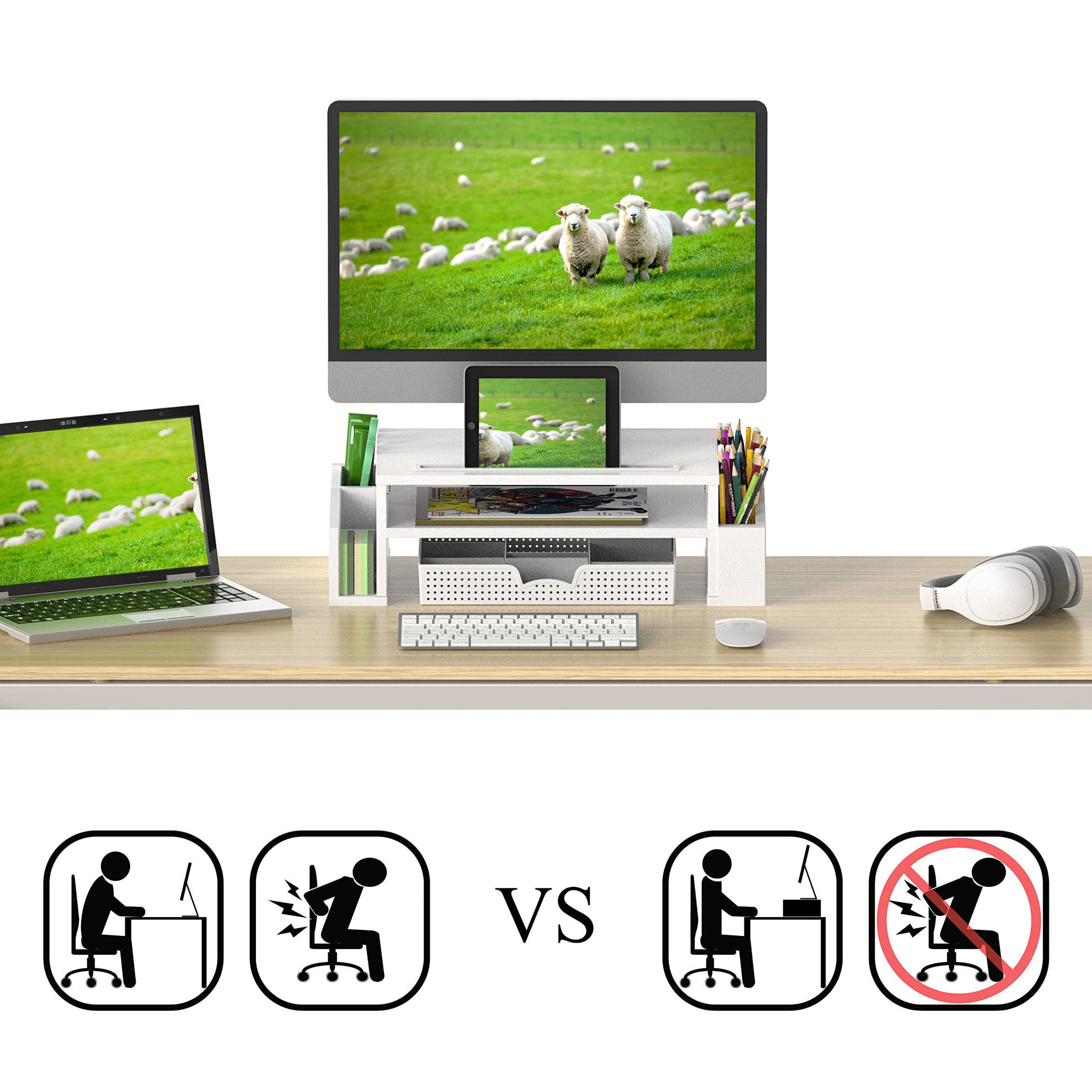 GetUSCart- Simple Houseware Desk Monitor Stand Riser with Adjustable ...