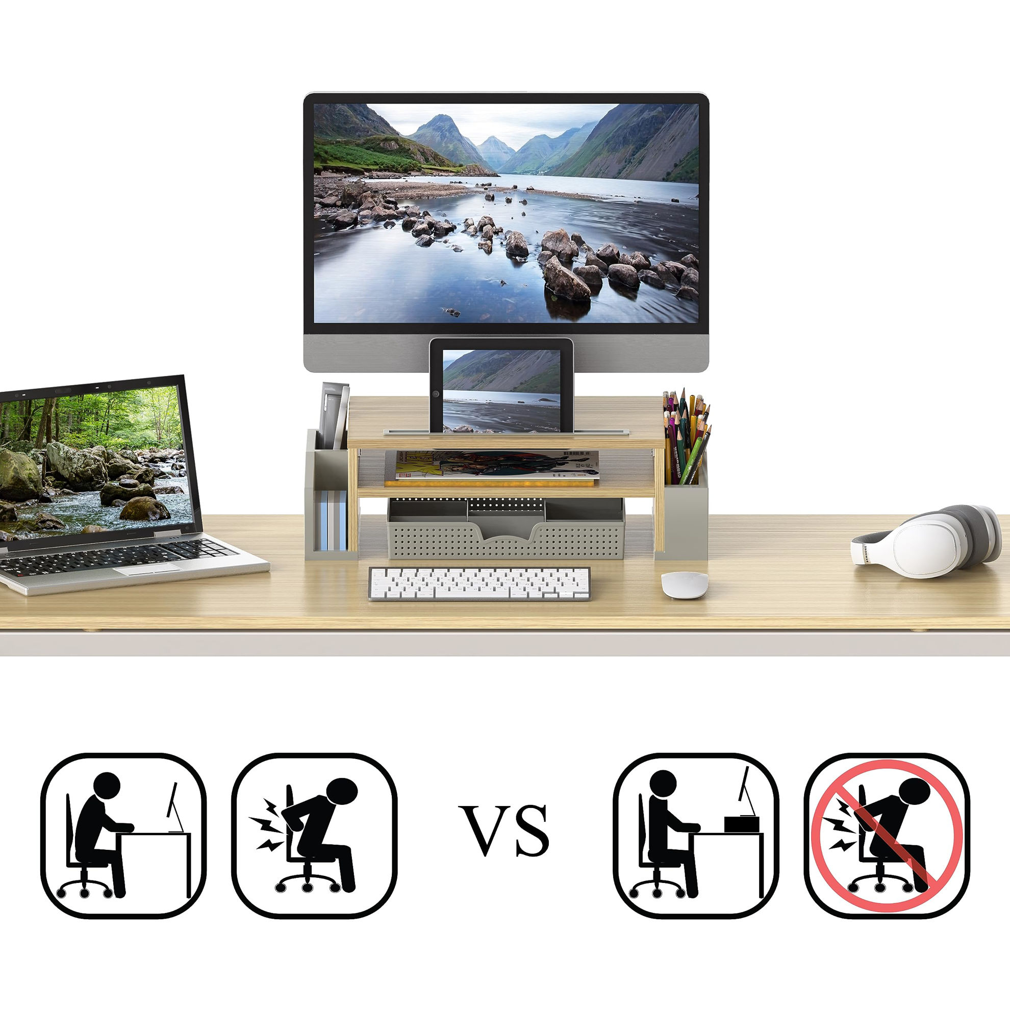 GetUSCart- Simple Houseware Desk Monitor Stand Riser with Adjustable ...