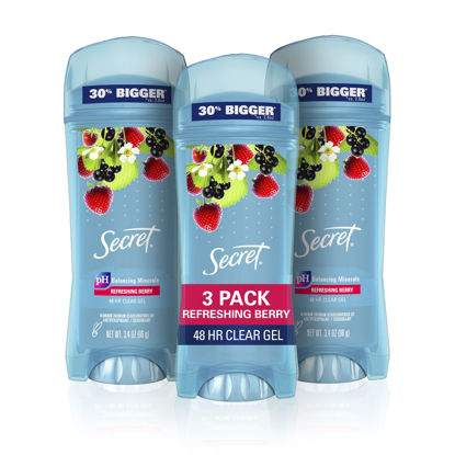 Picture of Secret Antiperspirant and Deodorant Women, Berry Scent, Clear Gel 3.4 oz (Pack of 3)