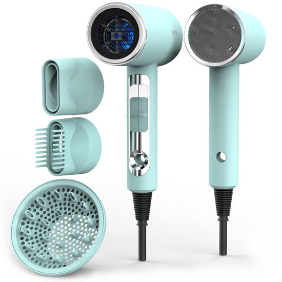 Picture of FUNTIN Hair Dryer Blow Dryer with Diffuser Brush Comb 1800W Full Accessories for Women Professional Tifunny Blue