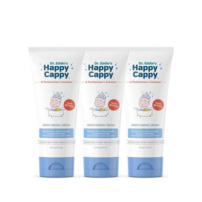 Picture of Happy Cappy Moisturizing Cream, for Children and Adults with Dry, Itchy, Irritated Sensitive Eczema Prone Skin, Dermatologist Tested, Three 6 oz tubes