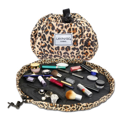 Picture of Lay-n-Go Cosmo Drawstring Cosmetic & Makeup Bag Organizer, Toiletry Bag for Travel, Gifts, and Daily Use, 20 inch, Leopard