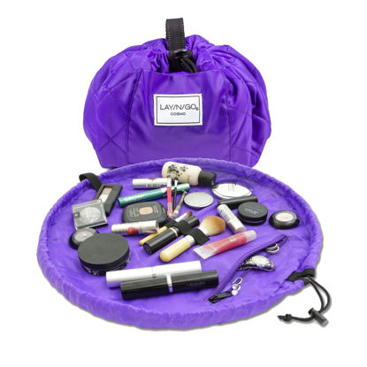 Picture of Lay-n-Go Cosmo Drawstring Cosmetic & Makeup Bag Organizer, Toiletry Bag for Travel, Gifts, and Daily Use, 20 inch, Purple