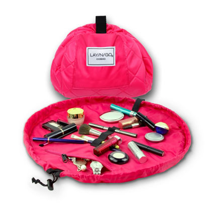 Picture of Lay-n-Go Cosmo Drawstring Cosmetic & Makeup Bag Organizer, Toiletry Bag for Travel, Gifts, and Daily Use, 20 inch, Pink