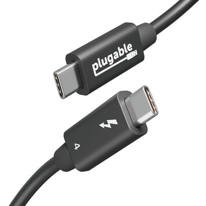 Picture of Plugable Thunderbolt 4 Cable with 240W Charging, Thunderbolt Certified, 3.3 Feet (1M),1x 8K Display, 40 Gbps, Compatible with USB4, Thunderbolt 3, USB-C - Driverless