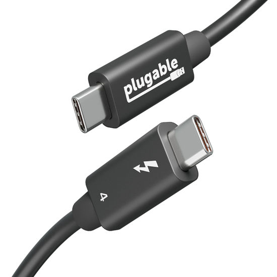 Picture of Plugable Thunderbolt 4 Cable with 240W Charging, Thunderbolt Certified, 3.3 Feet (1M),1x 8K Display, 40 Gbps, Compatible with USB4, Thunderbolt 3, USB-C - Driverless