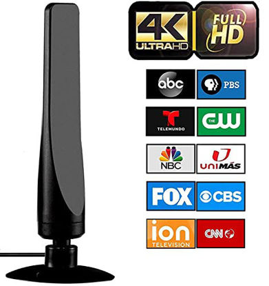 Picture of [2022 Model] Digital Amplified Indoor Tv Antenna - Powerful Best Amplifier Signal Booster 50-320+ Miles Range Support 4K Full HD Smart and Older Tvs with 36ft Coaxial Cable, Unique Tv Accessories