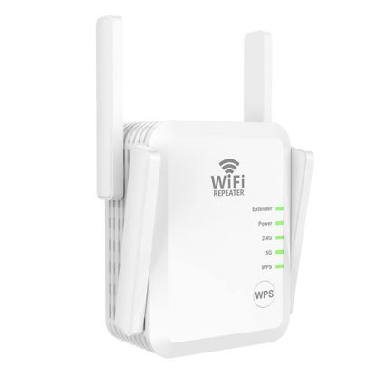 Picture of 1200Mbps Dual Band WiFi Extender Signal Booster for Home, WiFi Booster Covers up to 8000sq.ft and 45+ Devices, 2.4&5GHz Dual Band WPS Signal Amplifier Internet Repeater with Ethernet Port