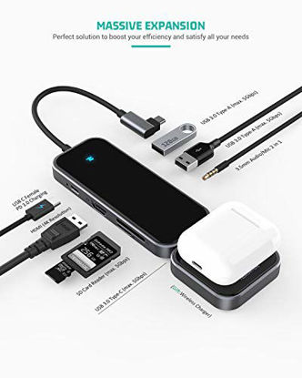 Picture of Tiergrade 8 in 1 USB C Hub, USB C to 4K HDMI, Power Delivery, SD TF Card Reader, USB C Port, 2 USB 3.0, Mic/Audio for MacBook and More Type C Devices