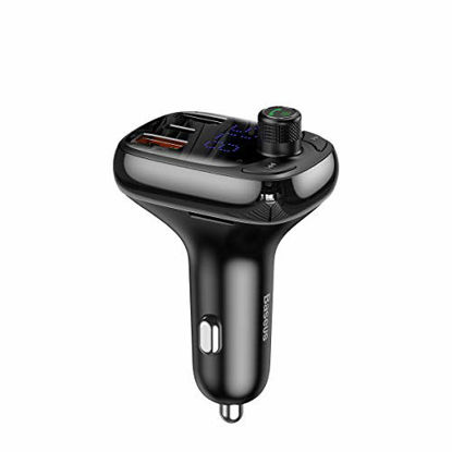 Picture of [Upgraded Version] Baseus Bluetooth Car Adapter, V5.0 Bluetooth FM Transmitter for Car, Bluetooth Radio for Car, MP3 Player with PD/USB Quick Charge, Hands Free Calling, 3 Playing Modes