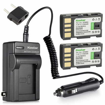Picture of Kastar Battery 2-Pack and Charger Replacement for JVC Everio GZ-MG130U, GZ-MG230U, GZ-MG330U, GZ-MG430U, GZ-MG630U, GZ-MG730U, GZ-HM200, GZ-HM400, GZ-X900, GC-PX100, GC-P100, GC-PX1, GC-PX10 Camcorder