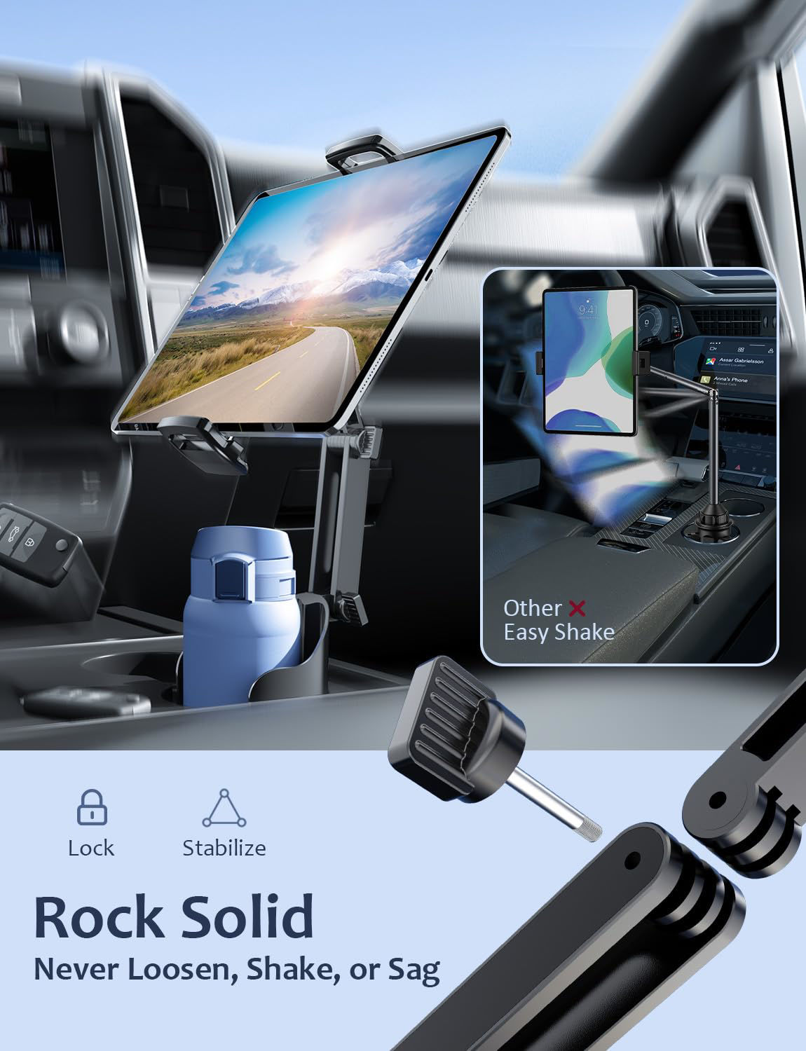 GetUSCart Cup Holder Tablet Mount for iPad Car Cup Holder Tablet