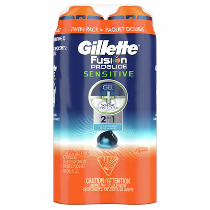 Picture of Gillette Fusion ProGlide Sensitive 2 in 1 Shave Gel, Ocean Breeze, Pack of 2, 12 oz Total