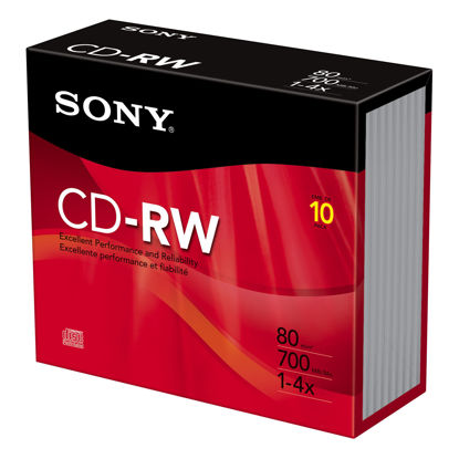 Picture of Sony 10CDRW700R//T 4X CD-RW Slim Jewel Case (10-Pack)