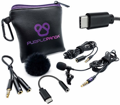 Picture of Purple Panda USB-C Lavalier Lapel Microphone - Professional Omnidirectional Condenser Clip On Lav Mic (USB Type C) - Compatible with Android, Samsung, Tablets, iPad Pro - Skype/Zoom, Video Calls