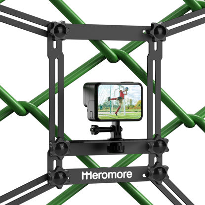Picture of Meromore Black Fence Mount - Action Camera Aluminum Fence Mount Compatible with GoPro, Phones, Digital Camera, Ideal Backstop Camera Fence Clip for Recording Baseball, Softball, Football Games