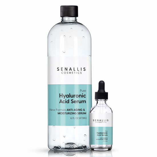 Picture of Hyaluronic Acid Serum 16 fl oz And 2 fl oz, Made From Pure Anti Aging/Wrinkle, Ultra Hydrating Moisturizer That Reduces Dry Skin Manufactured In USA