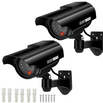 Picture of AlfaView Solar Powered Bullet Dummy Fake Surveillance Camera Security CCTV Dome Camera with LED Flashing Light for Outdoor/Indoor,Home/Business