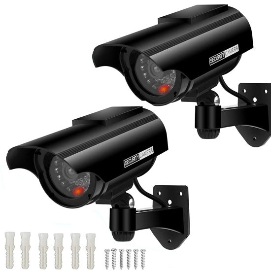 Picture of AlfaView Solar Powered Bullet Dummy Fake Surveillance Camera Security CCTV Dome Camera with LED Flashing Light for Outdoor/Indoor,Home/Business